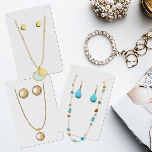 Festiko® Jewellery Display Cards (White, 3.5x2.5 inches, Pack of 200 Pcs), Jewellery Tags for Earring & Necklace, Rectangle Display Cards For Ornaments - Image 4