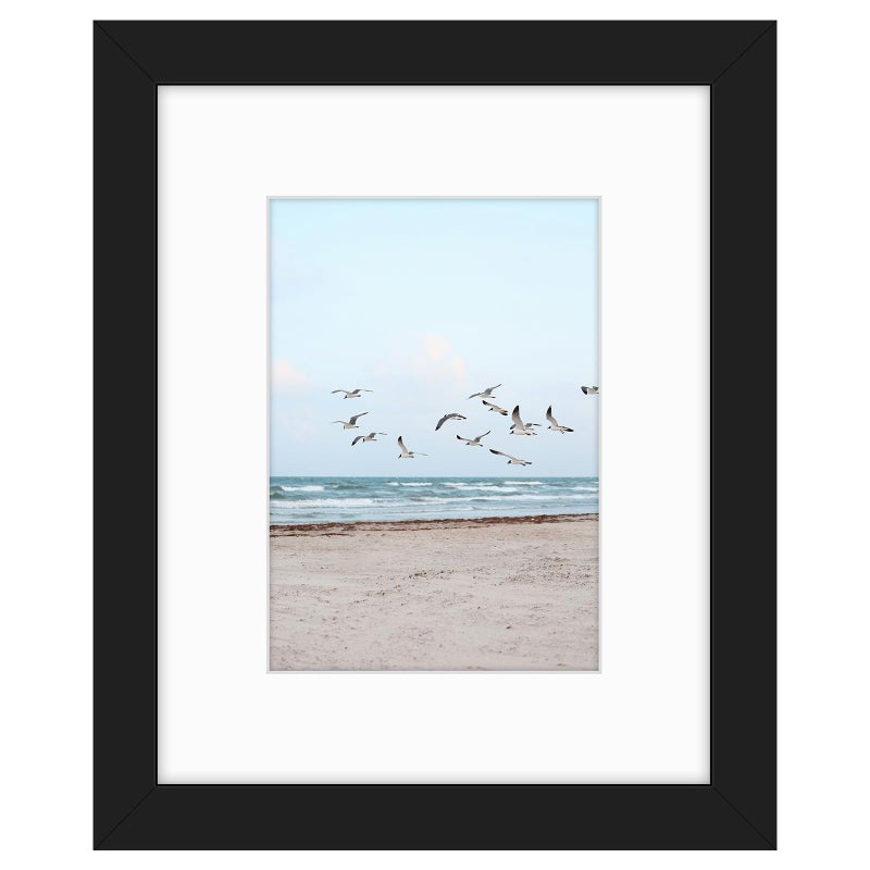 Frametory, 8x10 Frames Display 5x7 Picture with Mat or 8x10 Photo Without Mat, Shatter-Resistant Glass, Pre-Installed Wall Mounting Hardware - Black - Image 1