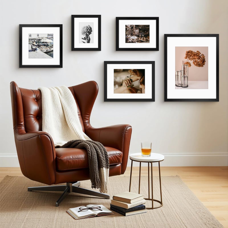 Frametory, 8x10 Frames Display 5x7 Picture with Mat or 8x10 Photo Without Mat, Shatter-Resistant Glass, Pre-Installed Wall Mounting Hardware - Black - Image 5