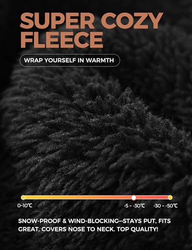 AURUZA Balaclava Winter Ski Mask for Women, Fleece Face Mask Men Wind-Restraint Hat Neck Windproof Hooded Scarf Cold Weather Warm Face Cover (Black One Size) - Image 5