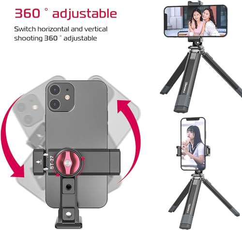 PICTRON Metal Phone Tripod Mount 3 Cold Shoes & Arca Port, 360° Smartphone Tripod Adapter for iPhone 17 16 15 Cell Phone Stand Holder for Desktop Video Live Streaming Vlogging Rig - Image 4