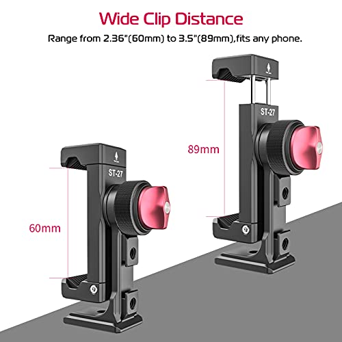 PICTRON Metal Phone Tripod Mount 3 Cold Shoes & Arca Port, 360° Smartphone Tripod Adapter for iPhone 17 16 15 Cell Phone Stand Holder for Desktop Video Live Streaming Vlogging Rig - Image 5