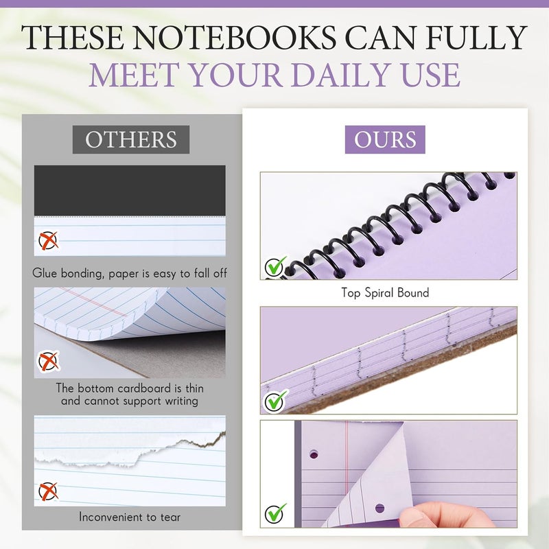10 مجموعات من : دفاتر ملاحظات حلزونية بحجم 8.5" x 11"، مزودة بـ 10 أوراق قانونية مثقوبة بثلاث ثقوب، بخطوط مرسومة، مناسبة للاستخدام في المكتب أو المدرسة أو الأعمال (بألوان الأخضر والأزرق والبنفسجي). - Image 5