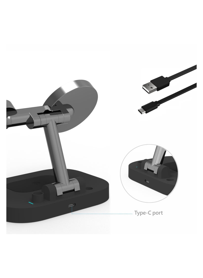 Caroski Wireless Charging Station 4 in 1 - Multi-Function Wireless Charger Stand - Foldable Wireless Charging Doc for Android - Portable Charger Station