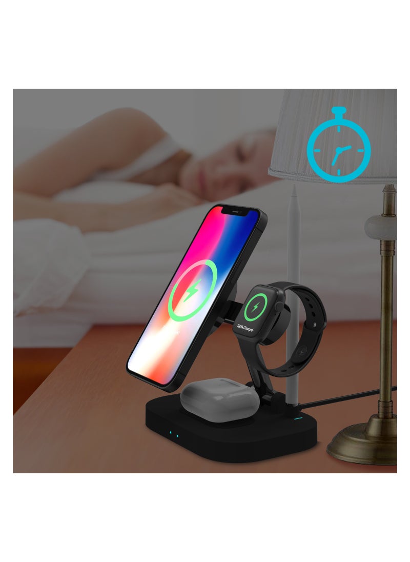 Caroski Wireless Charging Station 4 in 1 - Multi-Function Wireless Charger Stand - Foldable Wireless Charging Doc for Android - Portable Charger Station