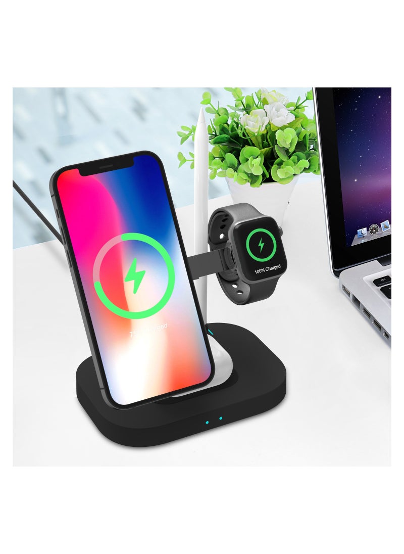 Caroski Wireless Charging Station 4 in 1 - Multi-Function Wireless Charger Stand - Foldable Wireless Charging Doc for Android - Portable Charger Station