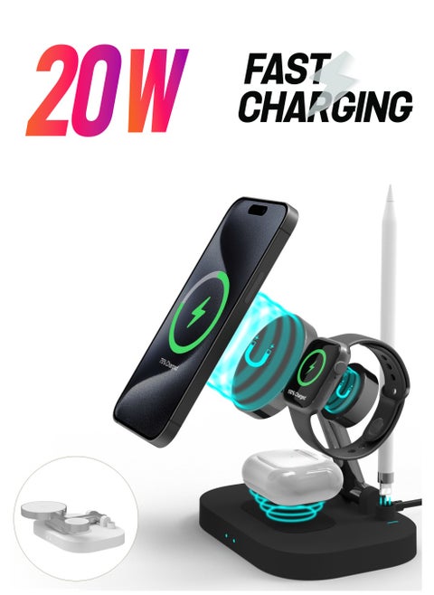 Caroski Wireless Charging Station 4 in 1 - Multi-Function Wireless Charger Stand - Foldable Wireless Charging Doc for Android - Portable Charger Station