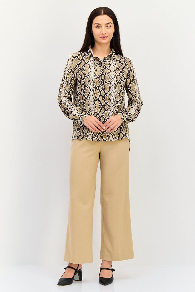 SELECTED قميص نسائي بأكمام طويلة بنمط ثعبان، مقاس عادي، متعدد الألوان - Image 4