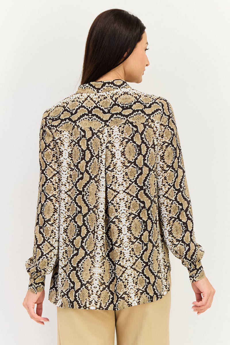 SELECTED قميص نسائي بأكمام طويلة بنمط ثعبان، مقاس عادي، متعدد الألوان - Image 2