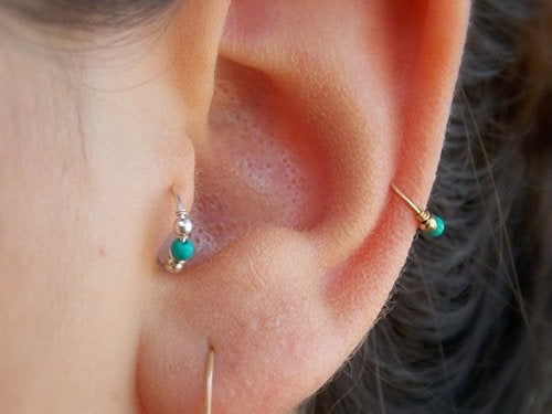 Greendou 10/12 mm Stainless Steel Turquoise Nostril Hoop Nose Earring Piercing Jewelry (10MM, Silver) - Image 4
