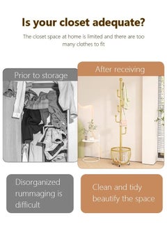 Beauenty Coat Rack Coat Hanger Coat Rack Freestanding Adjustable Height Floor Hanger For Hanging Clothes Hats Bags In Bedroom Living Room And Office  - Image 3