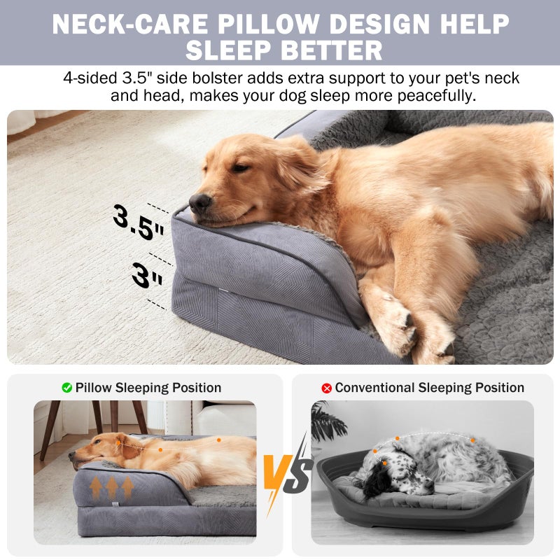 INVENHO Orthopedic Large Dog Bed, Washable Waterproof, Egg-Crate Foam Dog Couch Bed with Washable Removable Cover, Waterproof Lining and Nonskid Bottom - Image 5