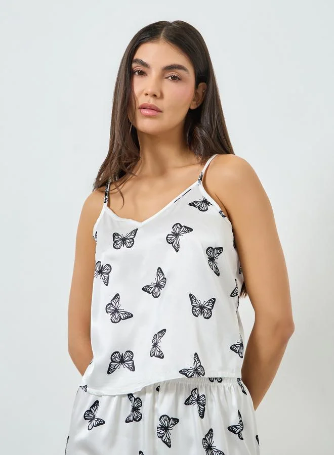 Take Two Butterfly Print Cami with Shorts and Pyjama Set