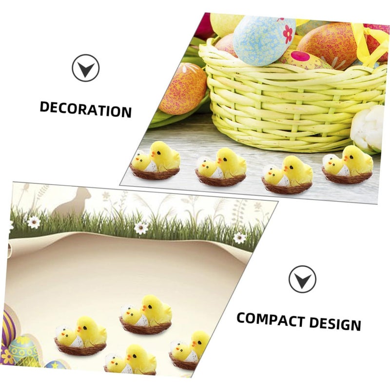 12Pcs Mini Fluffy Chicks Easter Decorations With Nest For Home And Party Crafts - Image 4