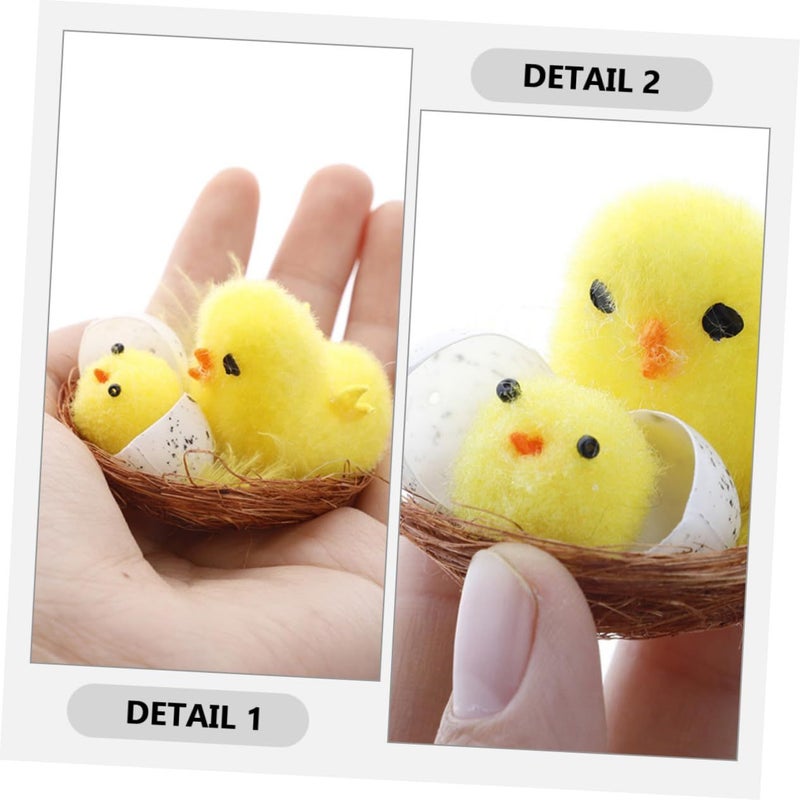 12Pcs Mini Fluffy Chicks Easter Decorations With Nest For Home And Party Crafts - Image 5