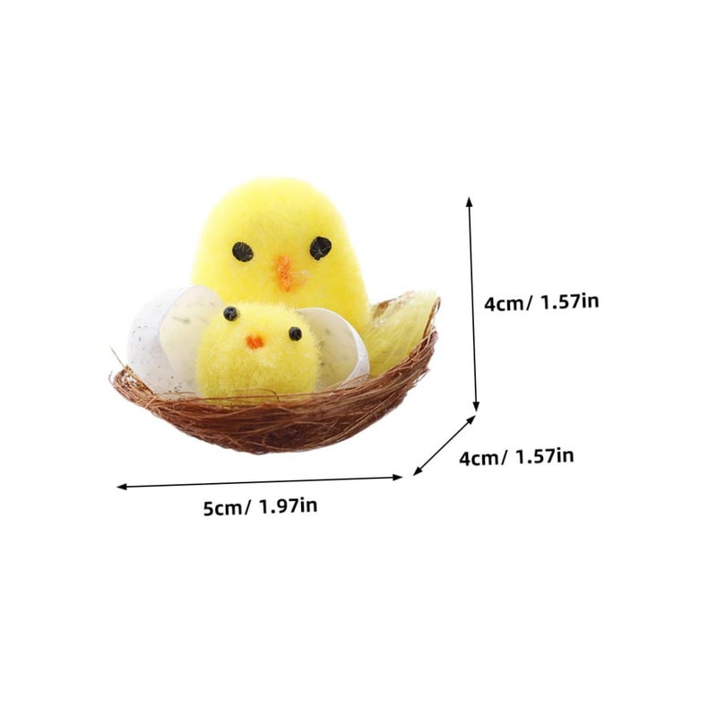 12Pcs Mini Fluffy Chicks Easter Decorations With Nest For Home And Party Crafts - Image 3
