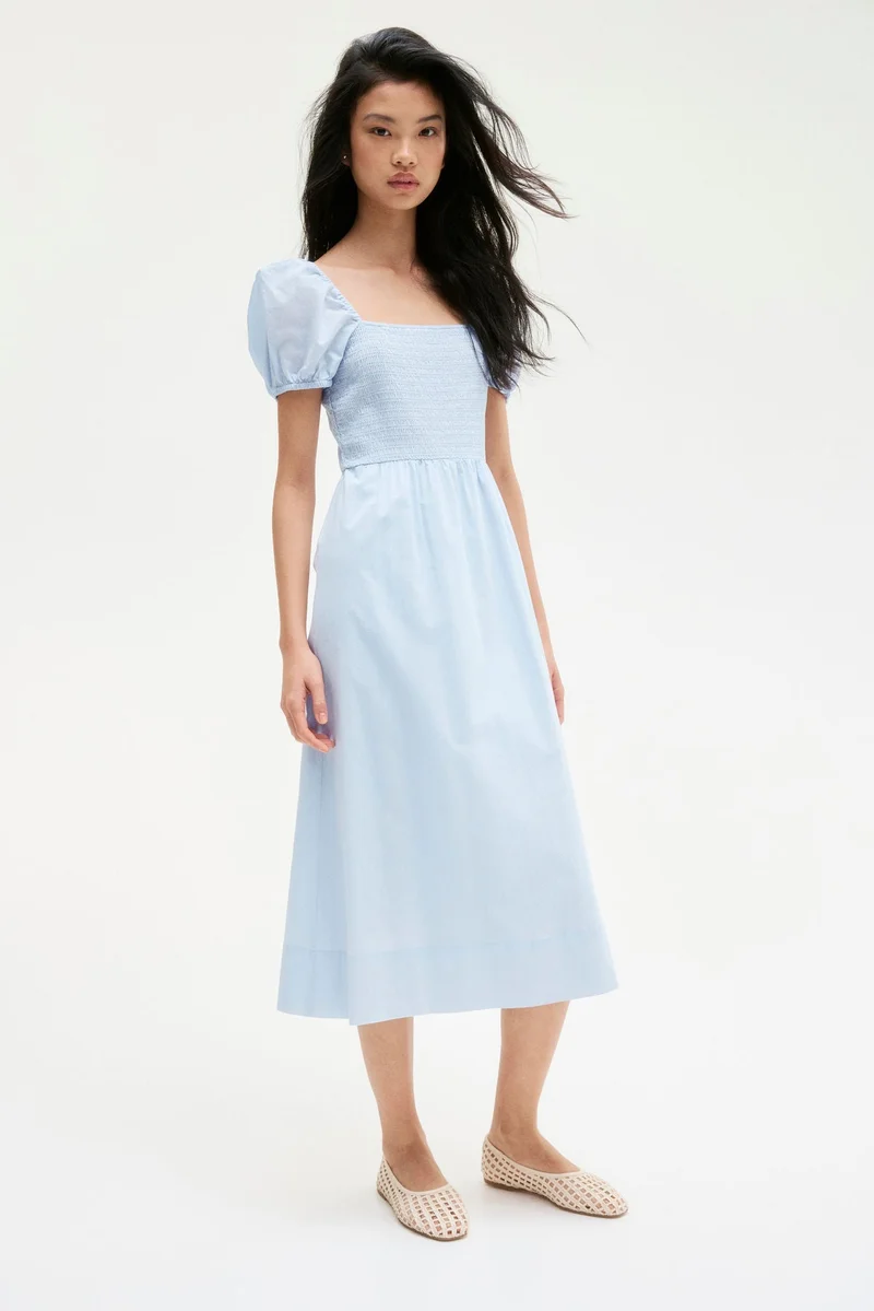 H&M Puff-sleeved cotton dress