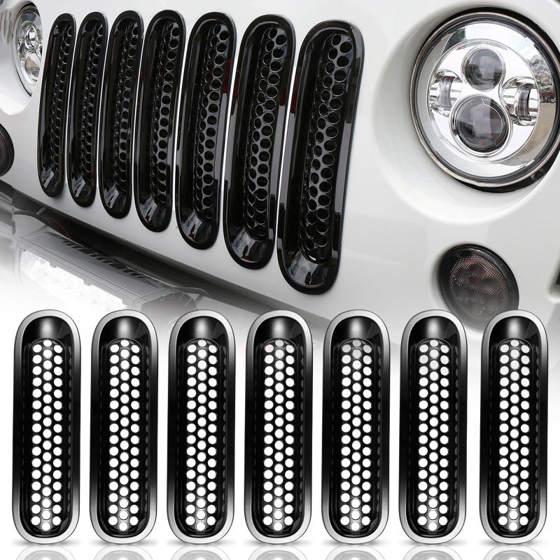 Hooke Road Black JK Grill Inserts Front Grille Mesh Cover Guard for Jeep Wrangler JK 20072015 Accessories