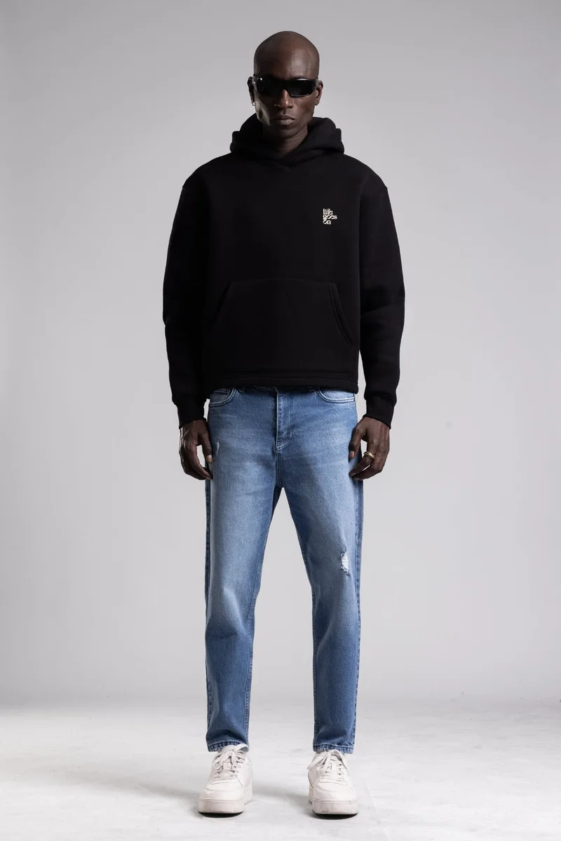 Catch Embossed Printed Hooded Sweatshirt