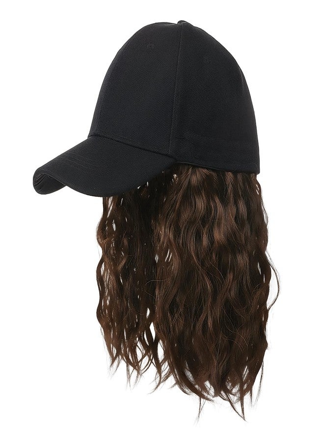 BXT Short Wig Attached Black Baseball Cap Hat With Wavy Curly Hair Extension Photo Shoot Wig Hat for Women Men - Image 1