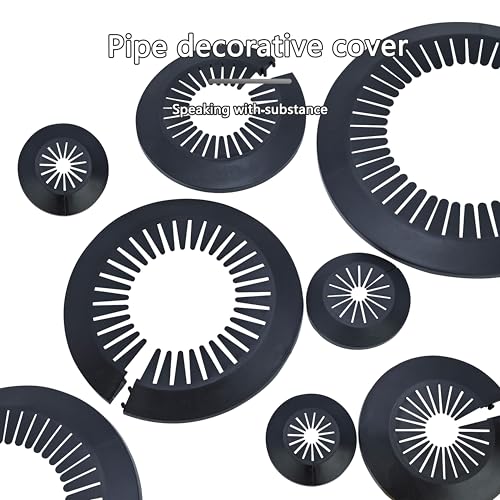 INDPROD Flange Pipe Cover Decoration, Suitable for 0.39" to 1.14" O.D. Pipe, Snap-on Plumbing Cover Plates, Escutcheon Plate Water Drain Line Cover for Bathroom, PVC Plastic, Black, 2 Pieces - Image 3
