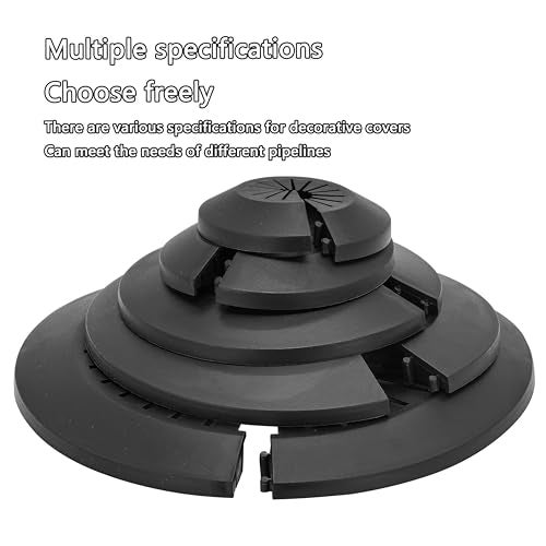 INDPROD Flange Pipe Cover Decoration, Suitable for 0.39" to 1.14" O.D. Pipe, Snap-on Plumbing Cover Plates, Escutcheon Plate Water Drain Line Cover for Bathroom, PVC Plastic, Black, 2 Pieces - Image 4