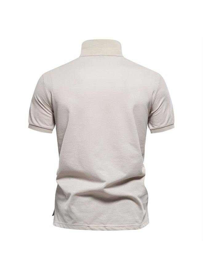 Summer  Fashion Men's Turn-down Collar Short Sleeve Casual Business T-shirts Trendy Printed Gradient Color T-shirts Male - Image 2