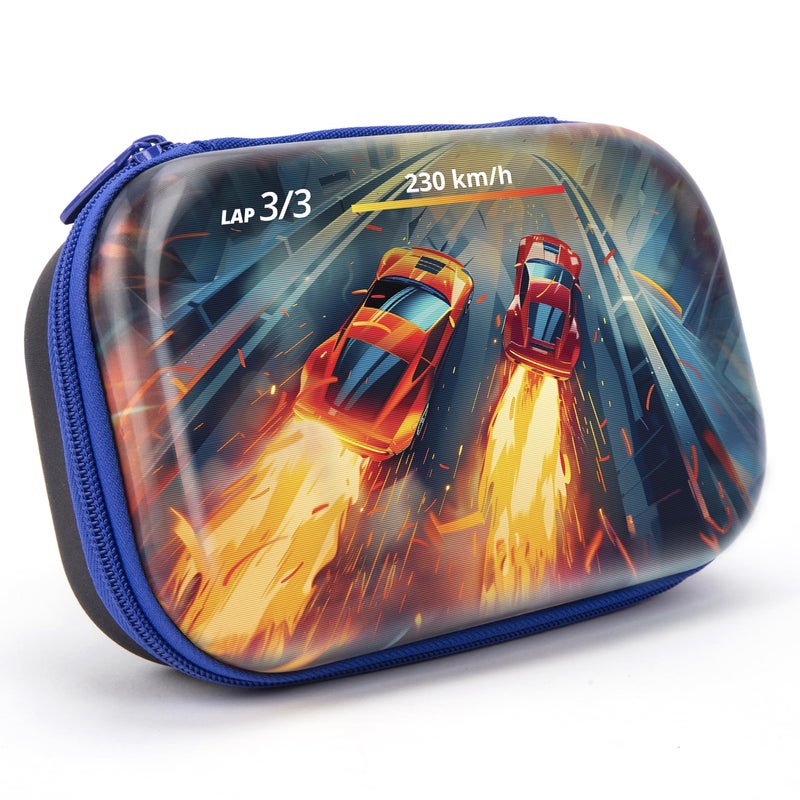 ZIPIT 3D Pencil Case for Boys Lenticular Pencil Box for School Large Capacity Stationery Organizer Box Car Race