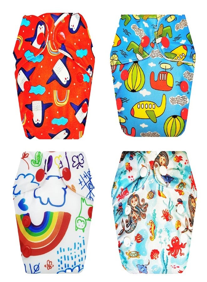 Dumbledo Premium Newborn Cloth Diaper with Integrated Insert (Pack of 4) | Hypoallergenic | Reusable & Washable | Adjustable Snaps | Perfect for Indian Summers | 0 - 4 Months | Unisex Baby - Image 1