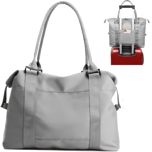 JSAHAH Women Tote Bag Travel Duffel Bag Carry On Luggage Bag Sports Gym Bag Grey - Image 1