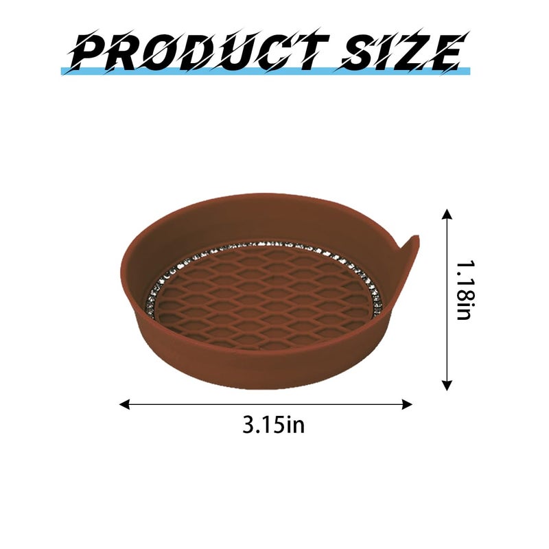 zipelo Bling Car Cup Coaster, 4 Pack Universal Vehicle Anti-Slip Cup Holder Insert Coasters, Crystal Rhinestone Silicone Shockproof Drink Mat, Car Interior Accessories (Coffee) - Image 2