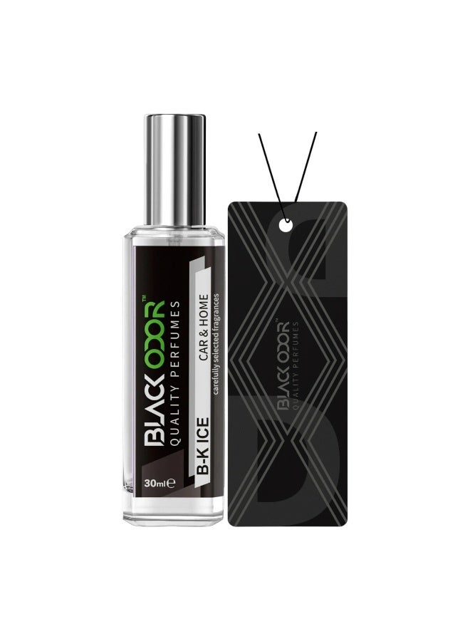 BLACK ODOR B-K ICE Car & Home Perfume Spray 30ml (Model BO-34)  Long Lasting Essential Oil-Based Air Freshener  No Gas, Alcohol-Free, All Weather Performance  With Hanging Tag for Car, Home, Office, Washroom & Gym - Image 2