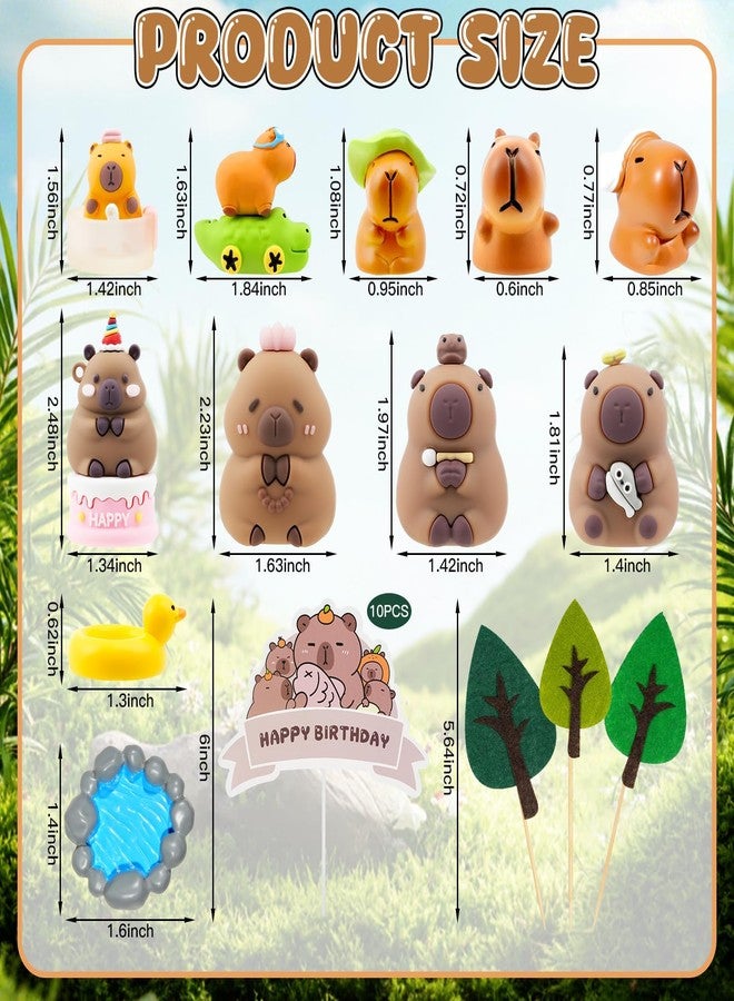 Simple Polymer 24 Pcs Cute Capybara Cake Toppers Mini Blowfish Decorations Mini Capibaras Figurine Cupcake Toppers for Birthday Party Decorations - Image 2