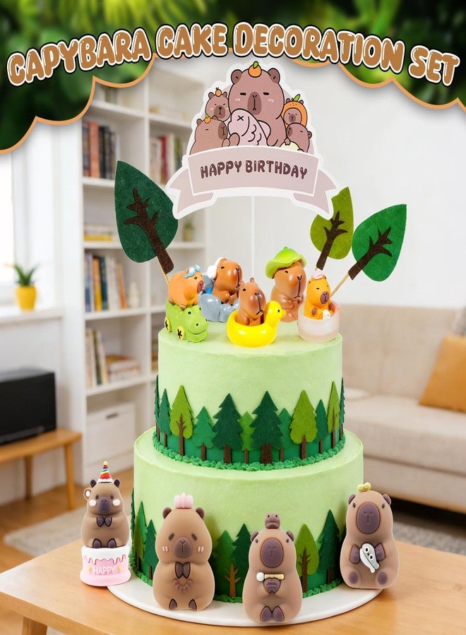 Simple Polymer 24 Pcs Cute Capybara Cake Toppers Mini Blowfish Decorations Mini Capibaras Figurine Cupcake Toppers for Birthday Party Decorations - Image 3