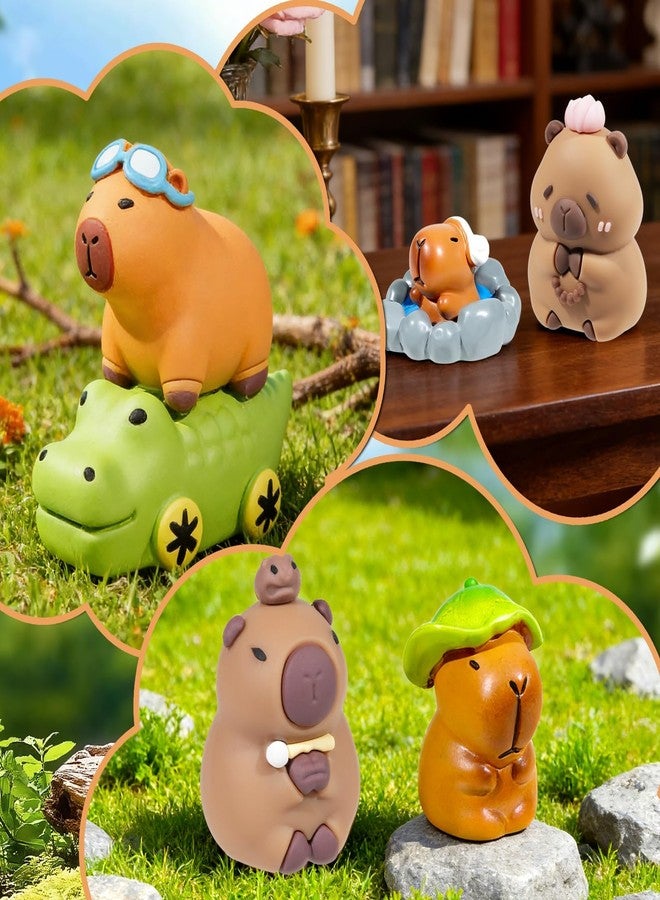 Simple Polymer 24 Pcs Cute Capybara Cake Toppers Mini Blowfish Decorations Mini Capibaras Figurine Cupcake Toppers for Birthday Party Decorations - Image 4