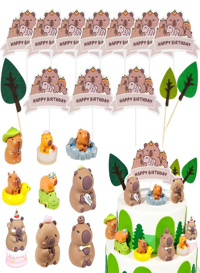 Simple Polymer 24 Pcs Cute Capybara Cake Toppers Mini Blowfish Decorations Mini Capibaras Figurine Cupcake Toppers for Birthday Party Decorations - Image 1