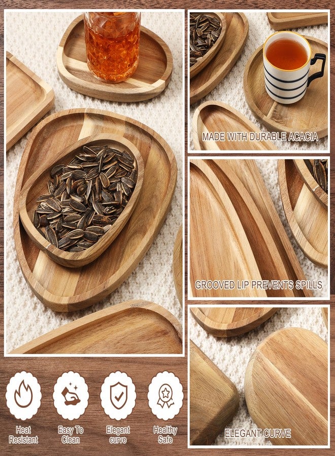 Willinglong Set of 10 Christmas Acacia Wood Plates Wooden Serving Platter Christmas Dinner Plate and Trays Charcuterie Board for Xmas Cheese Fruit Cookie Dessert Housewarming Gift(Classic Style) - Image 3