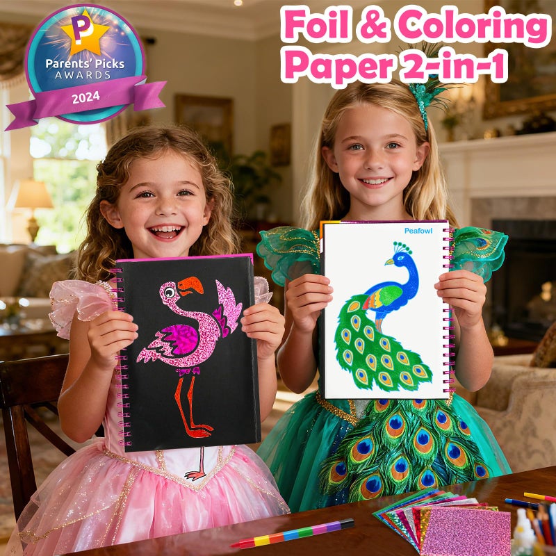 Funnyb&G Foil Art Craft Activity For Kids - Gift For Girls Boys Crafts For Kids Fun Art Supplies Diy Creative Travel Toys  Birthday Gift Party Favor Toys For Girls 4 5 6 7 8 9 Years Old(Birds) - Image 2