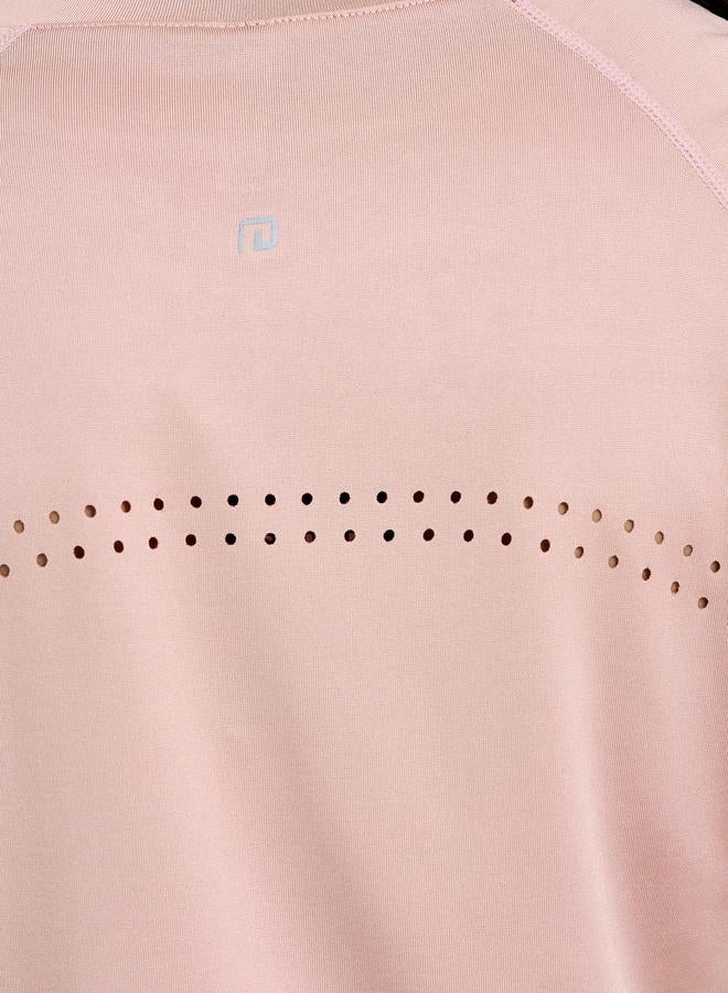 Styli Active Pink Logo Lasercut Detail Curved Hem Short Sleeve Top - Image 3