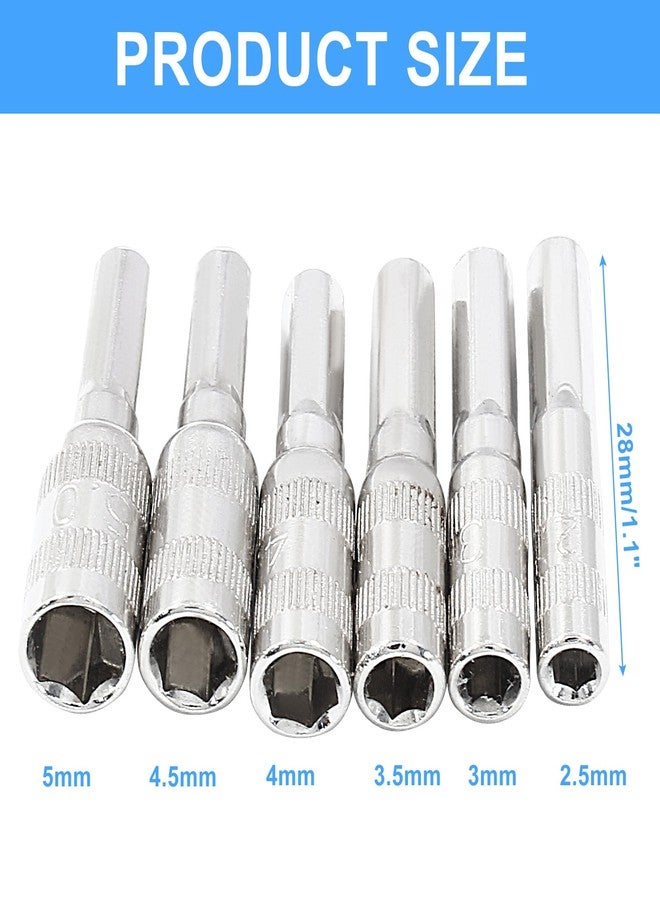 LDEXIN 6 in 1 Hex Socket Adapter with H4 Shank, 2.5mm 3mm 3.5mm 4mm 4.5mm 5mm Metric 6 Point Power Nut Driver Drill Bit Set - Image 3