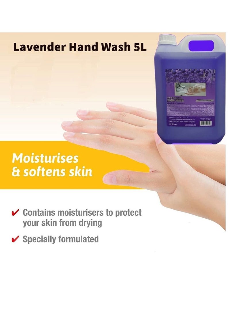 vsell24 - Hand Wash Liquid Antibacterial & Antiviral Refill With Moisturizing Liquid, Hand Soap Lavender  5L - Image 1