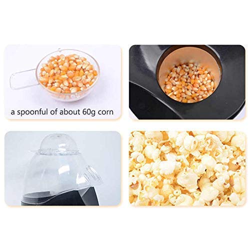 HETZON SALES Aluminum Electric Popcorn Maker, Oil-Free Hot-Air Popping, Multipurpose Snack Maker, Kernel Measuring Cup & Transparent Chute, Silver Black, Large - Image 4