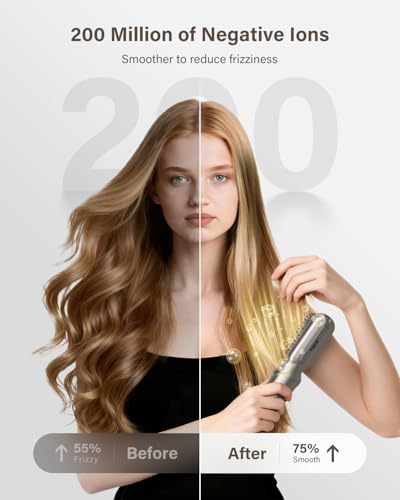 Tqcir Cordless Hair Straightener Brush, 2 in 1 Curling & Straightening Brush with 200 Million Negative Ions, Mini Travel Hot Straightener Comb for Women, Fast Heating & Dual Voltage - Image 2