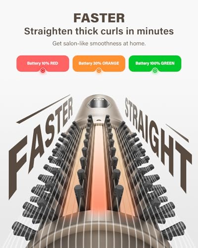 Tqcir Cordless Hair Straightener Brush, 2 in 1 Curling & Straightening Brush with 200 Million Negative Ions, Mini Travel Hot Straightener Comb for Women, Fast Heating & Dual Voltage - Image 4