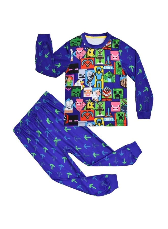 Minecraft Printed 2 Piece Loungewear Set Long Sleeve Top and Long Pants Pajama Set Multiple Sizes Available - Image 1