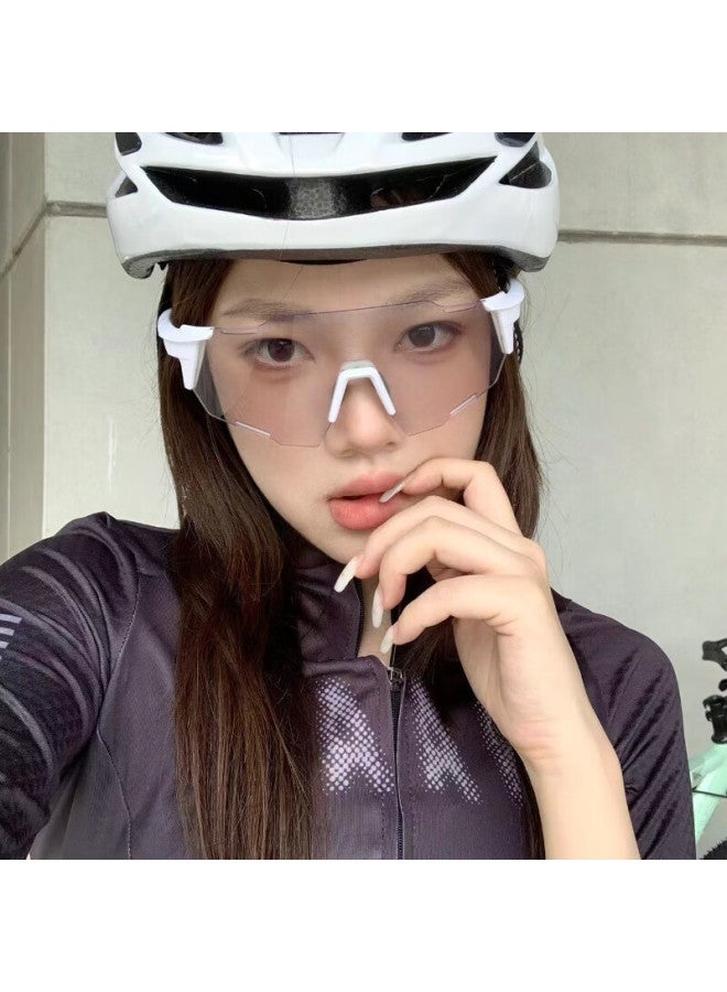 Boshide Cycling Glasses Photochromic Day Night Dual-Use Sunglasses Outdoor Mountain Climbing Riding Running Goggles White Frame/Photochromic Grey - Image 3