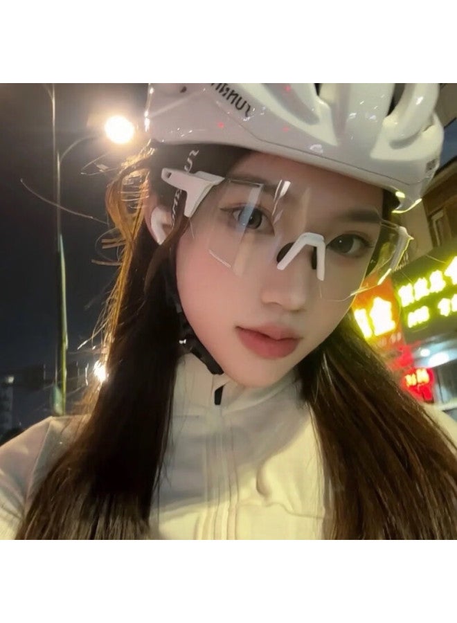 Boshide Cycling Glasses Photochromic Day Night Dual-Use Sunglasses Outdoor Mountain Climbing Riding Running Goggles White Frame/Photochromic Grey - Image 2