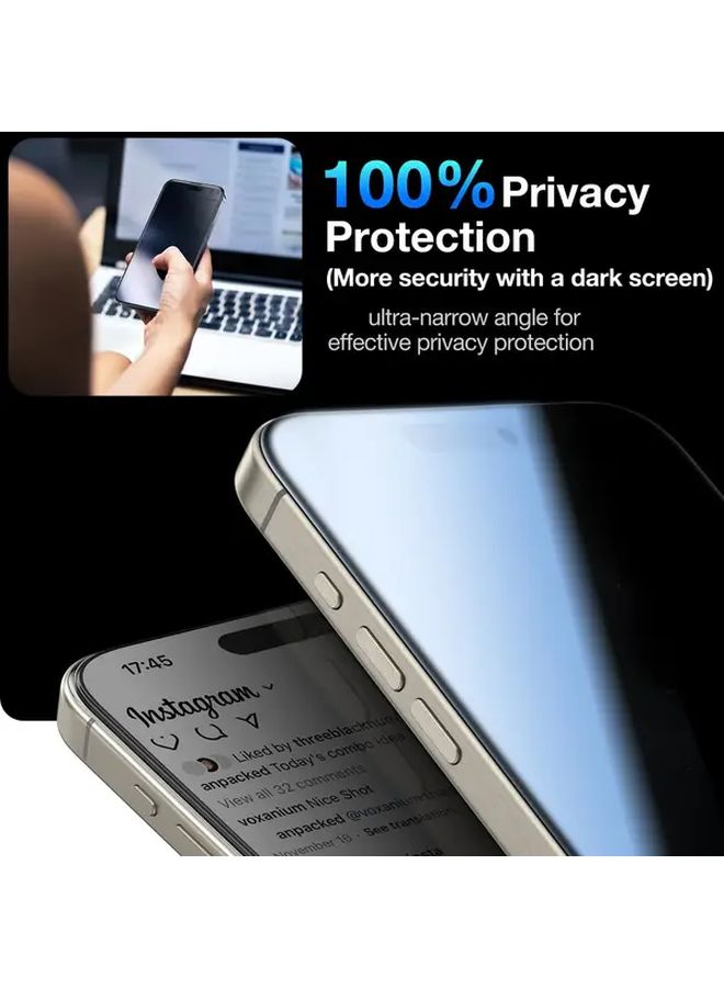 4Pcs Privacy Tempered Glass Screen Protector for iPhone 15 9H Hardness Full Coverage Durable Film - Image 5