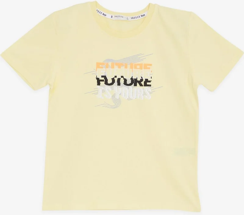 Breeze GİRLS & BOYS Boy's T-Shirt Colorful Text Printed 8-14 Years, Yellow