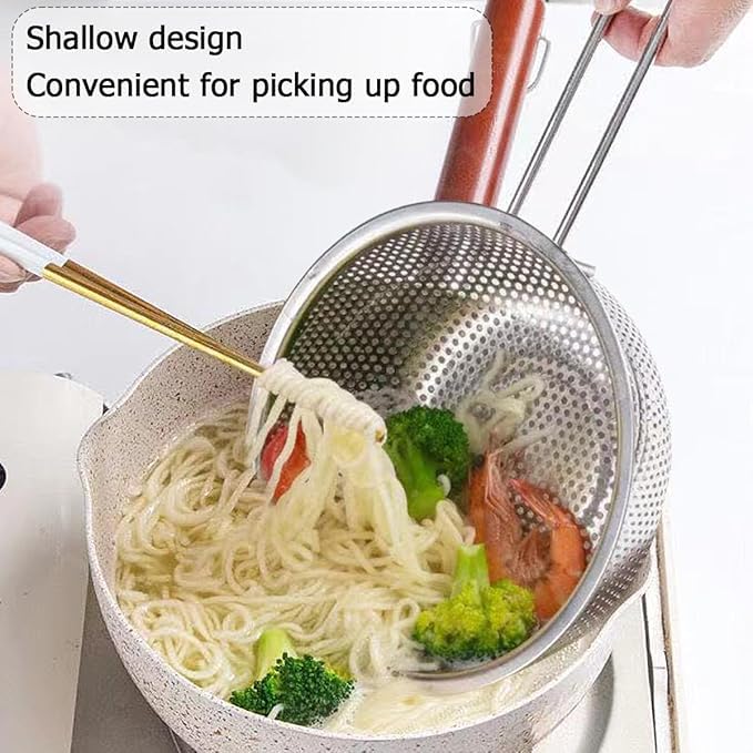 Gyanadh Deep Fry Basket for Frying Food Pasta Spaghetti Noodles with Long Handle Stainless Steel Kitchen Strainer Colander Fine Mesh Strainer Fruits Vegetables Washing Bowl Fry Basket Skimmer - Image 4